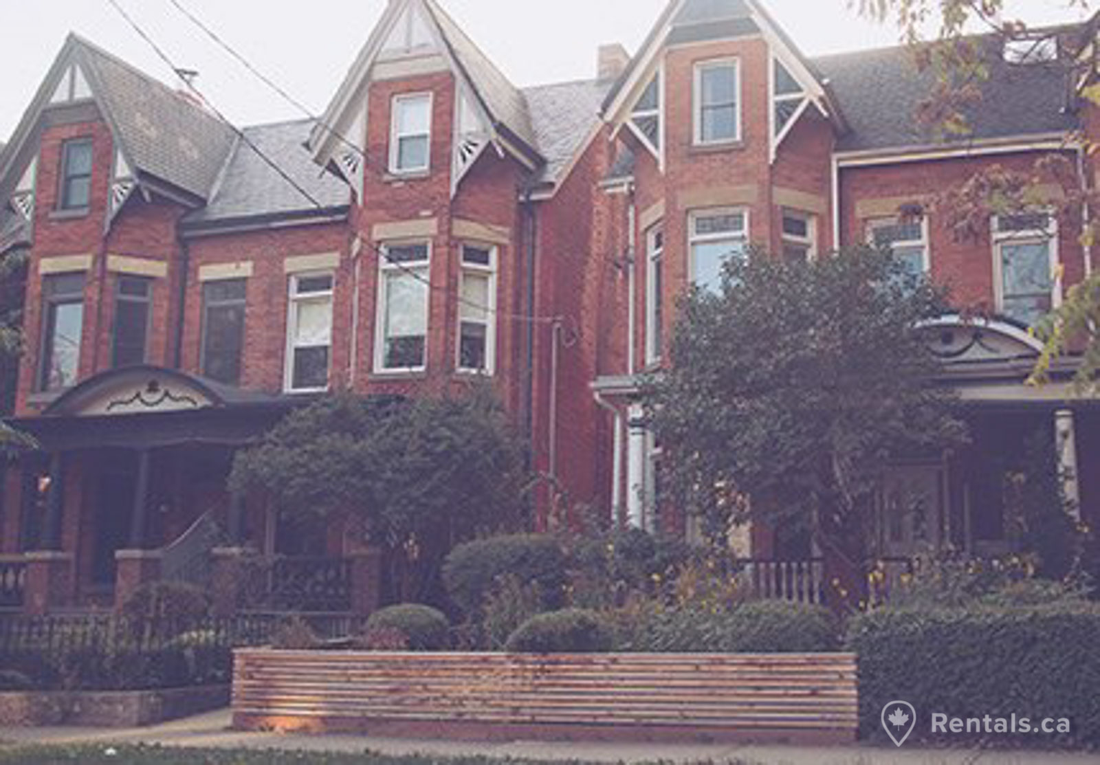 Semi-Detached red brick houses with front gardens in the Palmerston - Little Italy area with apartments for rent