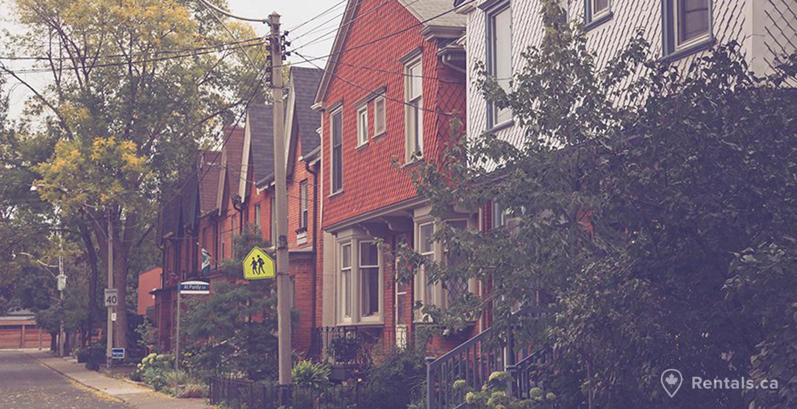 Row of detached houses in the Corktown neighbourhood for rent